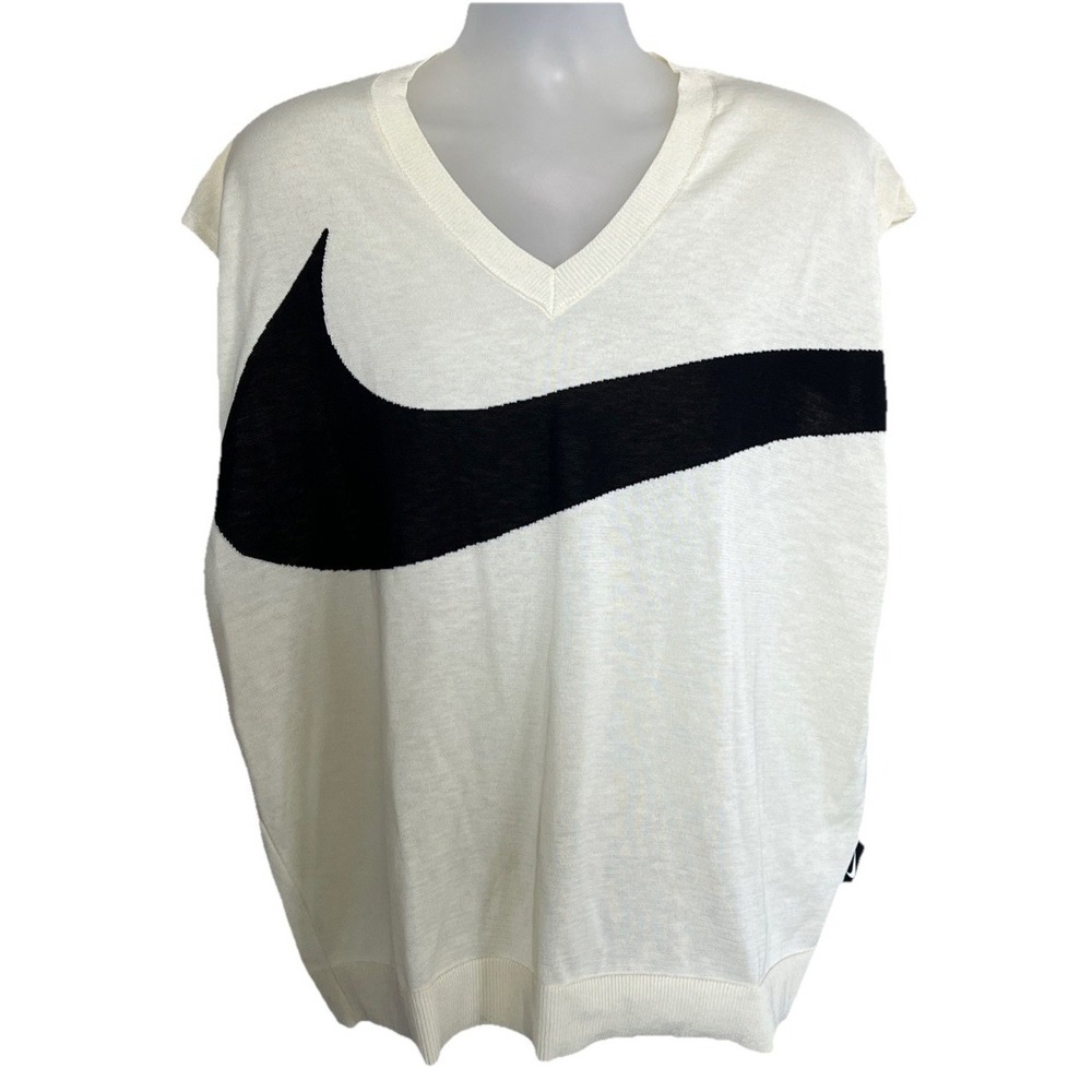 Swoosh By Nike‎ Men's Sweater Vest FD2873-113 Coconut Milk/Black Large